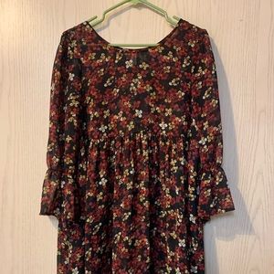 FreePeople sheer babydoll small bell sleeve dress